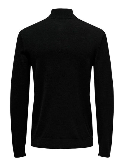 ONLY & SONS Black Half Zip Jumper