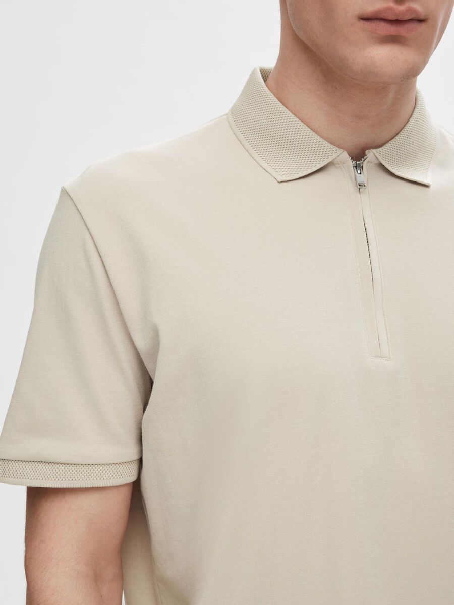 SELECTED HOMME Zip Polo Oatmeal