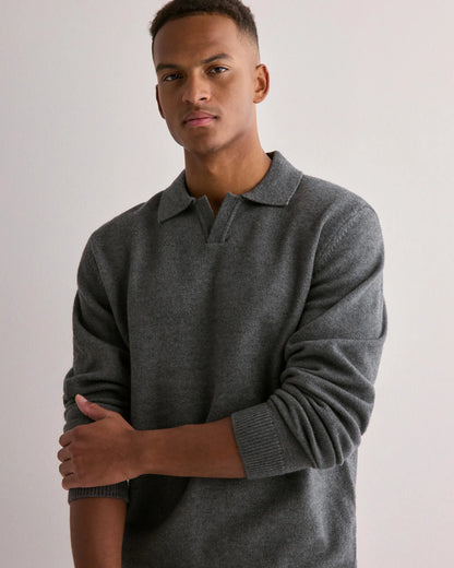 CASUAL FRIDAY GREY Karl Knit Long Sleeve Polo