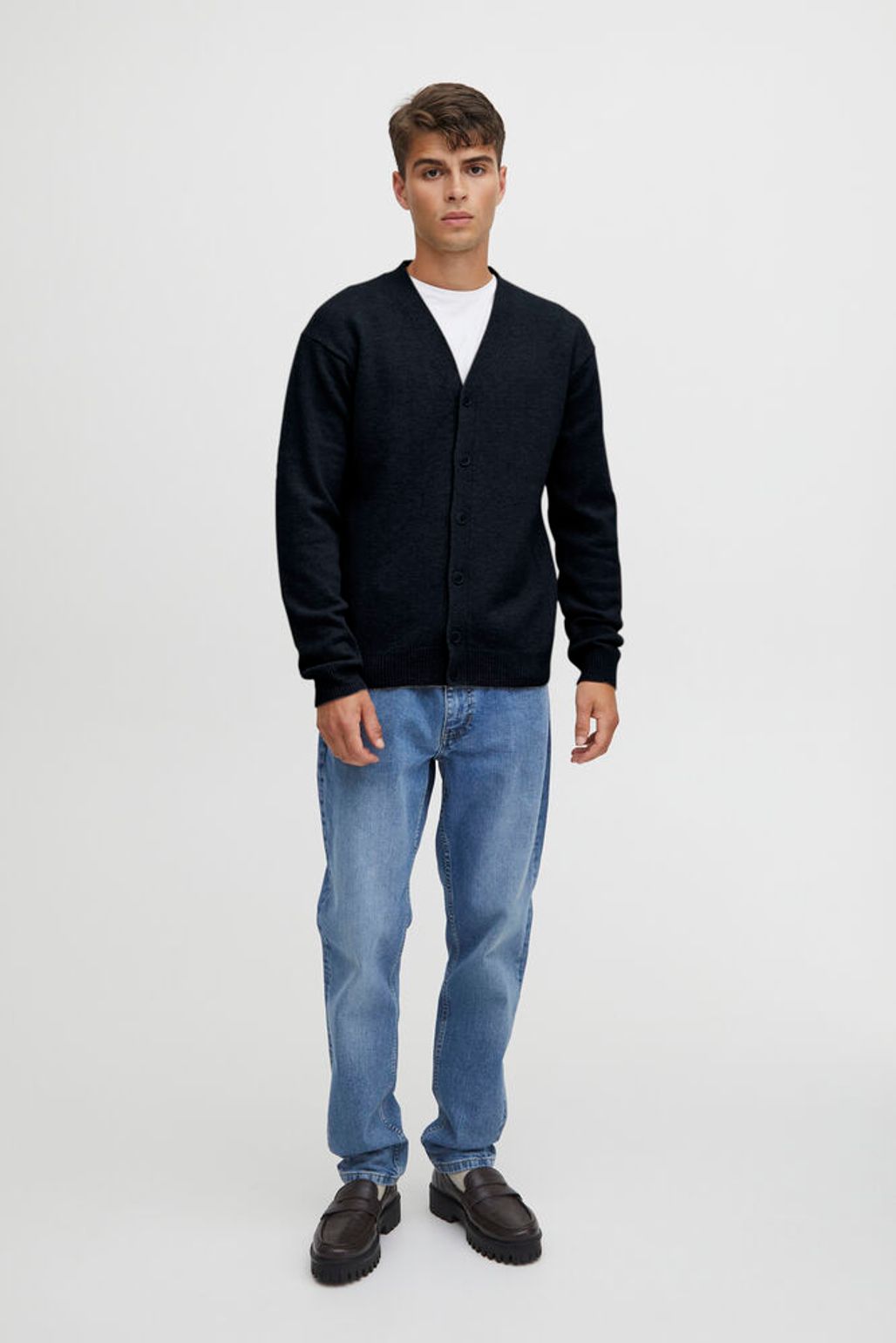 ITALIAN Lambswool Cardigan Dark NAVY