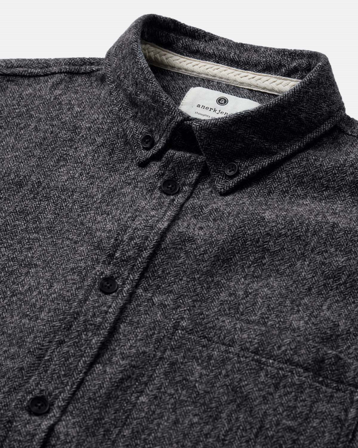 ANERKJENDT Grey Herringbone Shirt