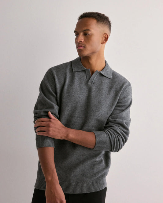 CASUAL FRIDAY GREY Karl Knit Long Sleeve Polo