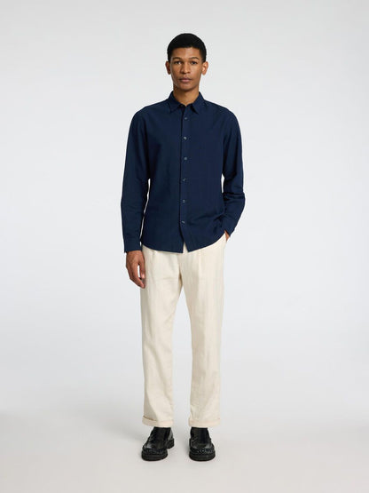 SELECTED HOMME Long Sleeve Linen Shirt NAVY