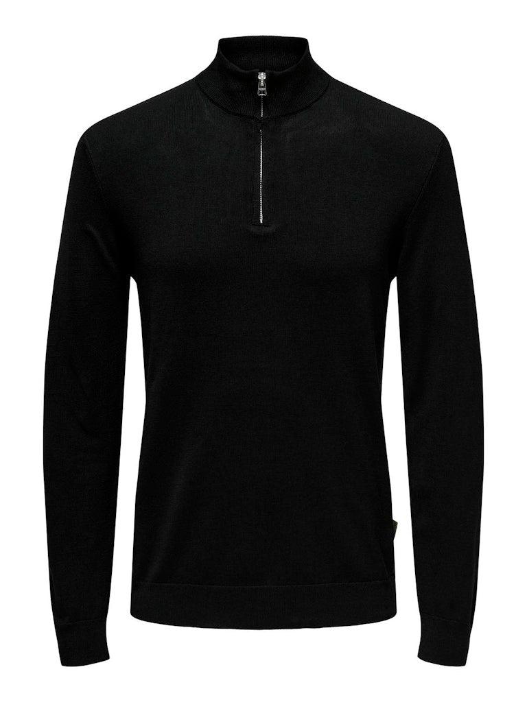 ONLY & SONS Black Half Zip Jumper