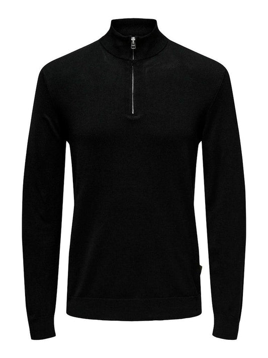 ONLY & SONS Black Half Zip Jumper