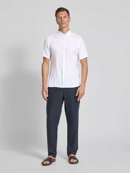 CASUAL FRIDAY Linen Short Sleeve Shirt WHITE