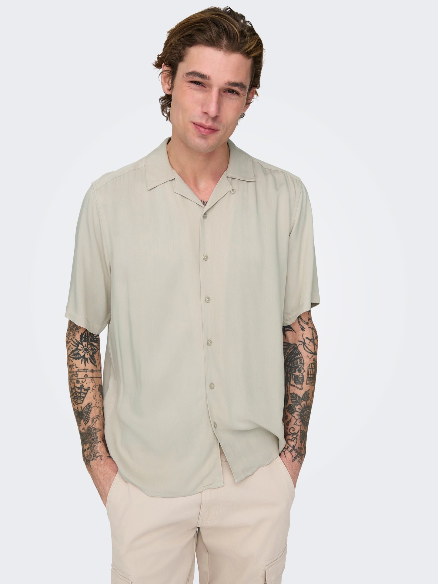ONLY + SONS Short Sleeve Shirt STONE