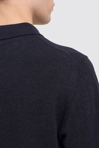 CASUAL FRIDAY Navy Knitted Slim Fit Polo