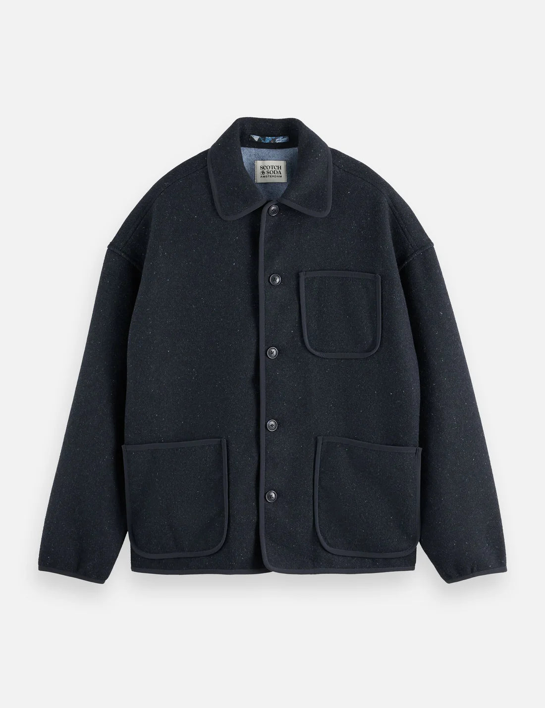 SCOTCH AND SODA Wool Blend Overshirt NAVY