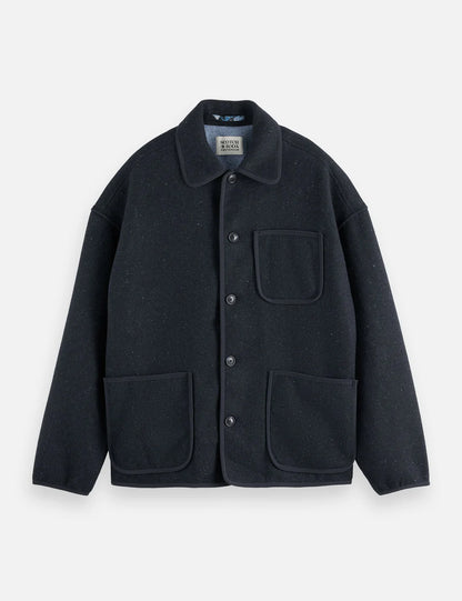 SCOTCH AND SODA Wool Blend Overshirt NAVY
