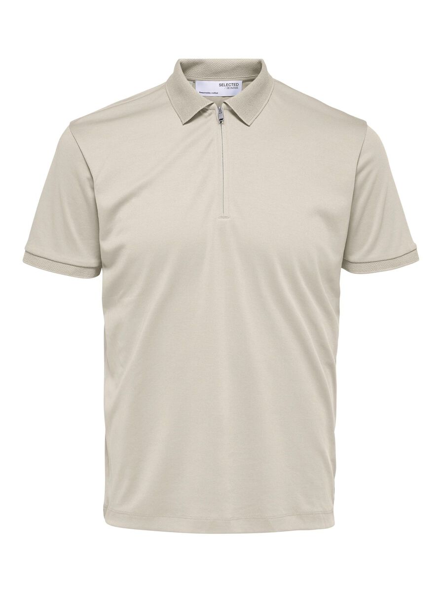 SELECTED HOMME Zip Polo Oatmeal