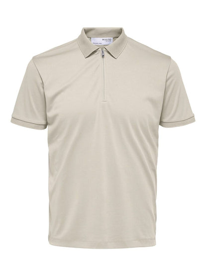 SELECTED HOMME Zip Polo Oatmeal