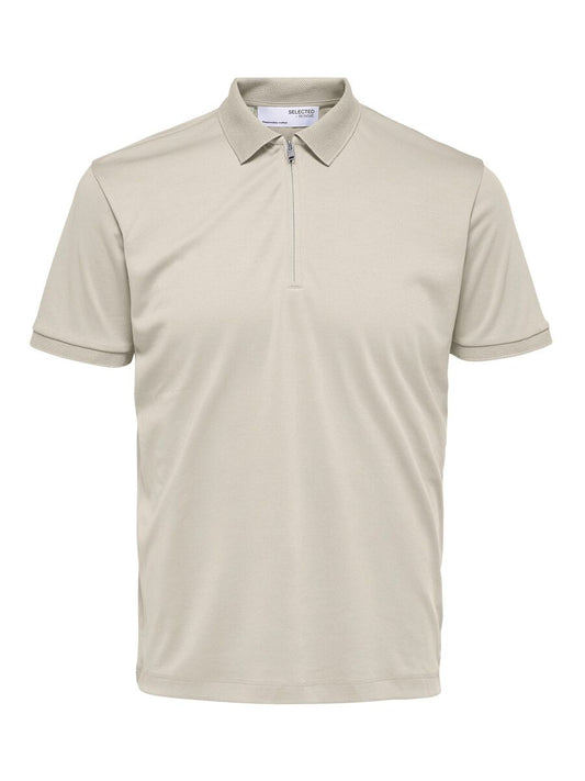 SELECTED HOMME Zip Polo Oatmeal