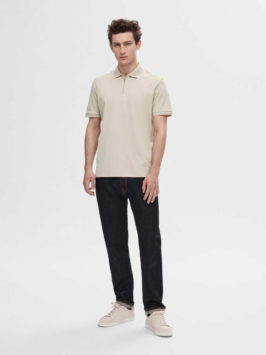 SELECTED HOMME Zip Polo Oatmeal