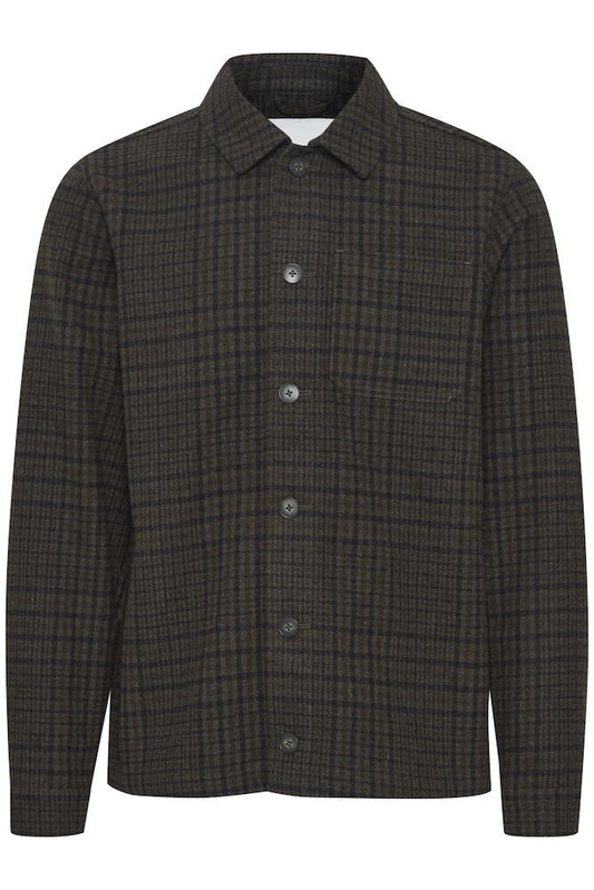 CASUAL FRIDAY Checked Jacket OVERSHIRT BROWN