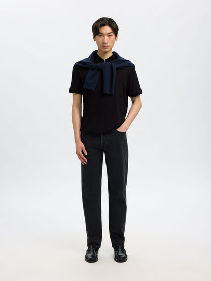 SELECTED HOMME Zip Polo Black