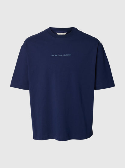 SELECTED Blue Relax Fit Graphic T-Shirt