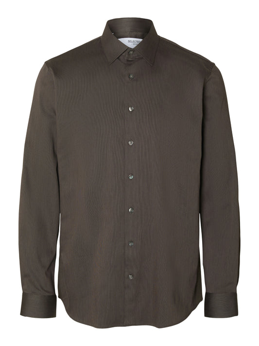 SELECTED HOMME Brown Performance Dress Shirt