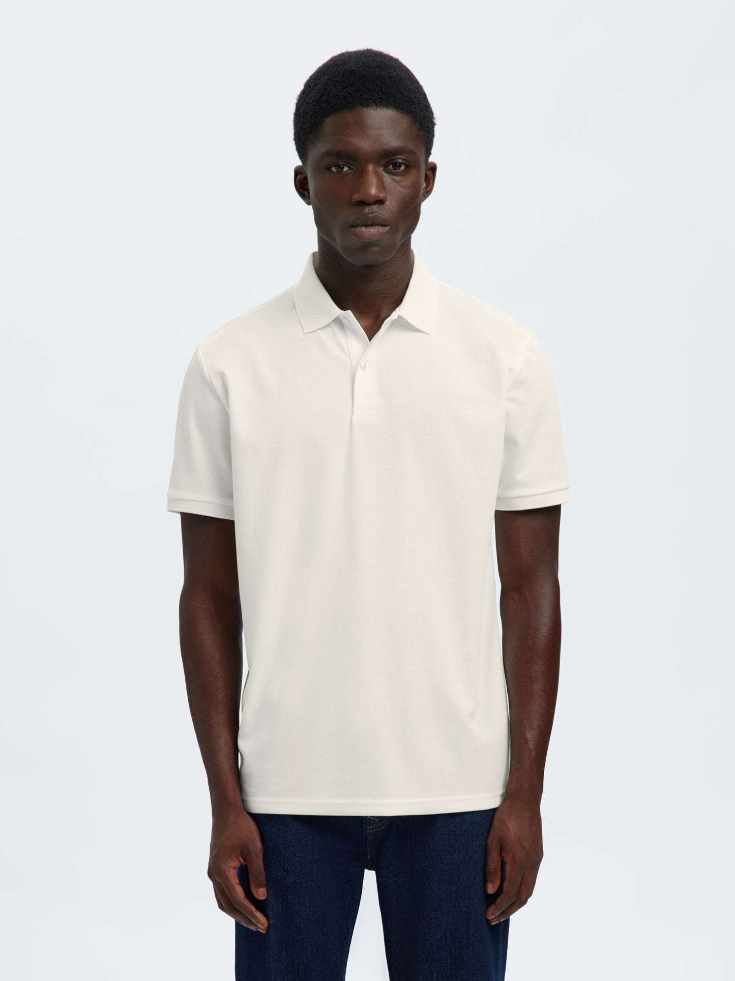 SELECTED HOMME Ecru Slim Fit Polo