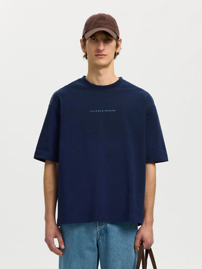 SELECTED Blue Relax Fit Graphic T-Shirt