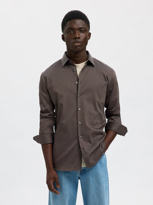 SELECTED HOMME Brown Performance Dress Shirt
