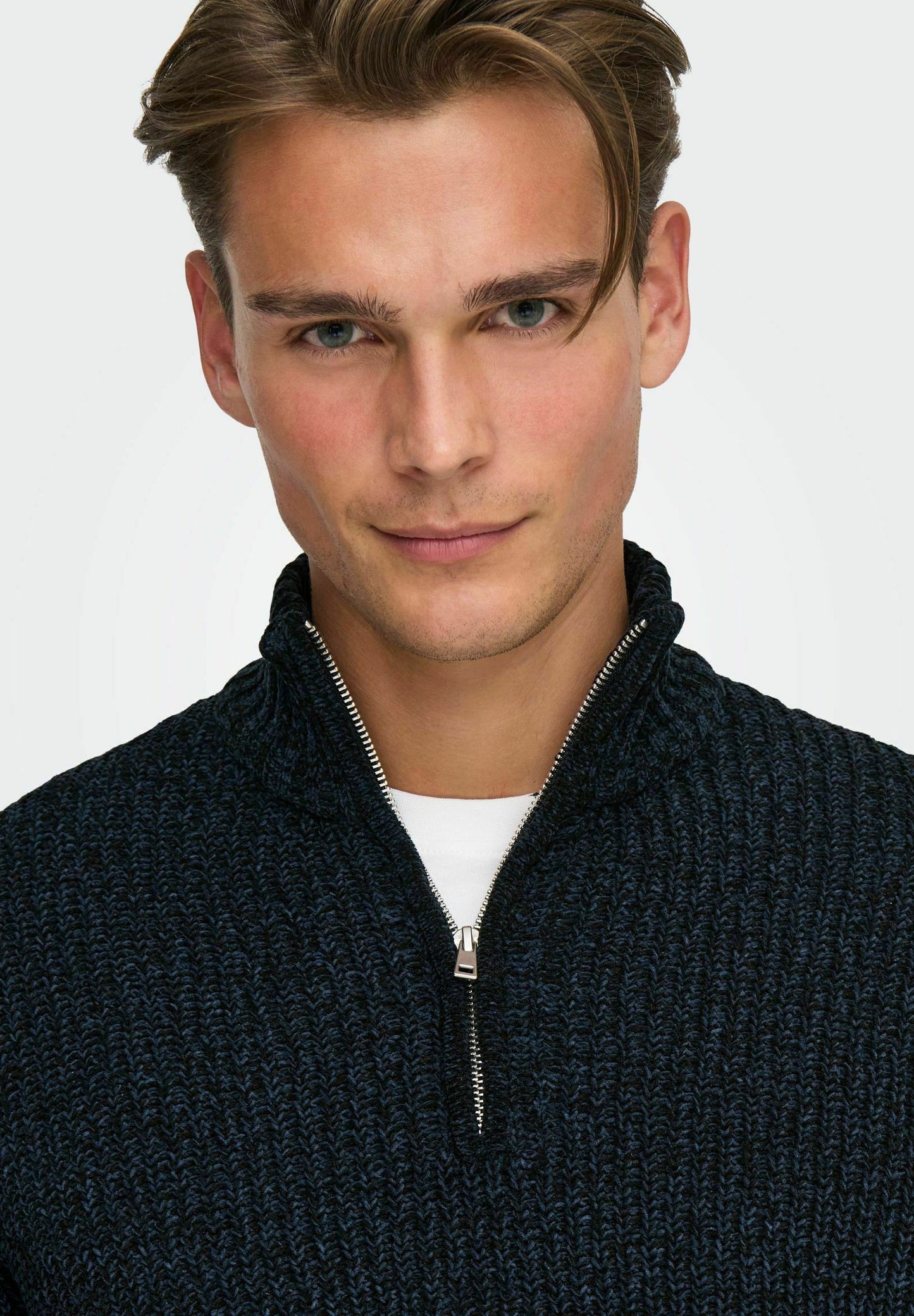 ONLY & SONS Navy Quarter Zip Sweater