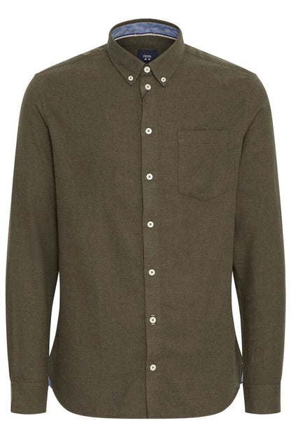 FQ1924 GREEN Brushed Cotton Button-Down Shirt