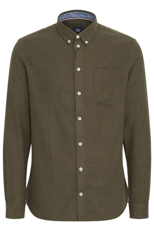 FQ1924 GREEN Brushed Cotton Button-Down Shirt