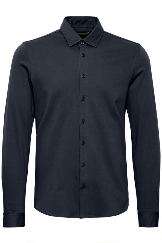 CASUAL FRIDAY Pique Jersey LS Shirt NAVY