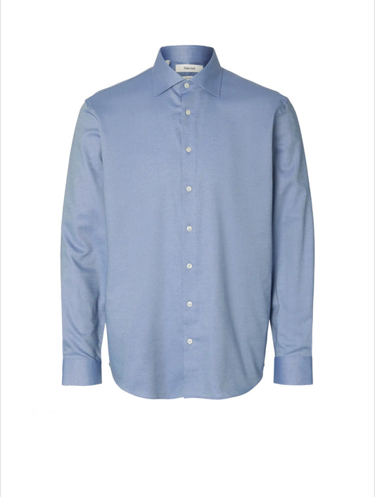 SELECTED Reg Fit Dobby Blue Shirt