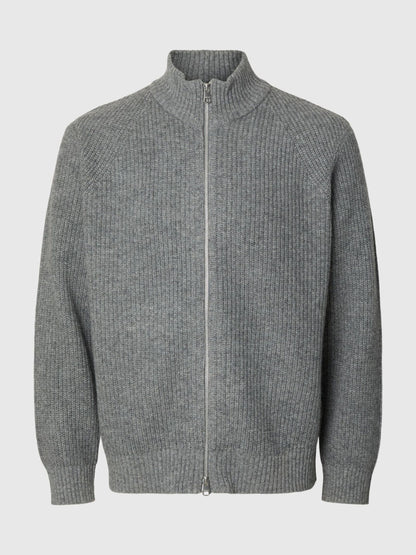 Selected Homme Cody Long Sleeve Knit Zip Jumper – Grey