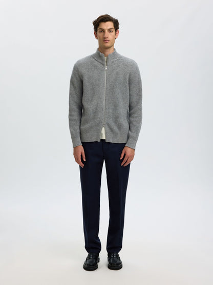 Selected Homme Cody Long Sleeve Knit Zip Jumper – Grey