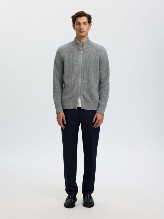 Selected Homme Cody Long Sleeve Knit Zip Jumper – Grey
