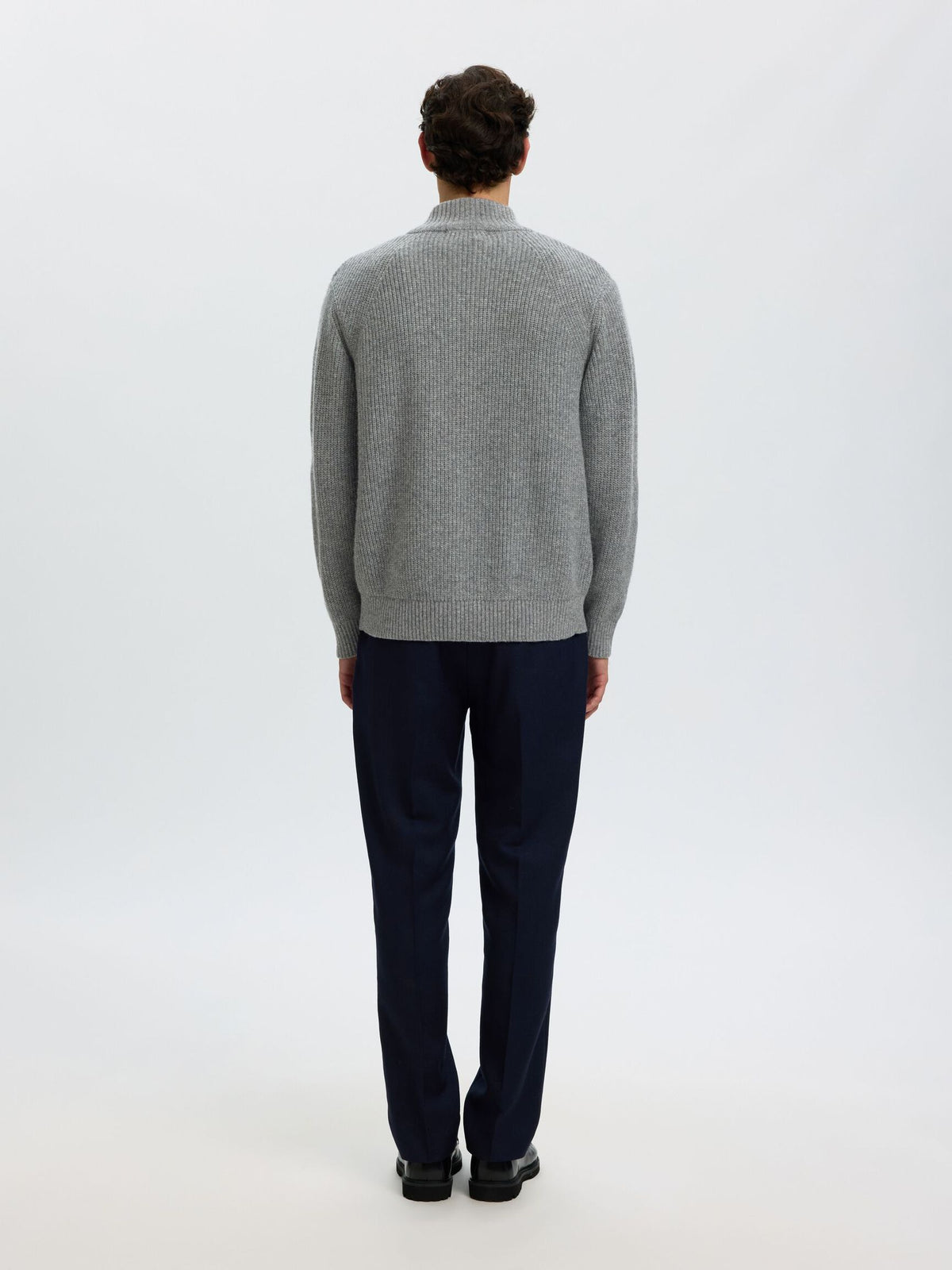 Selected Homme Cody Long Sleeve Knit Zip Jumper – Grey