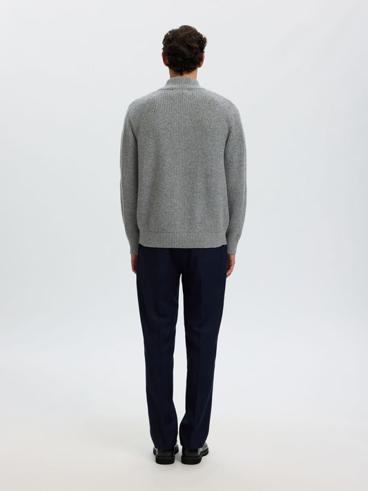 Selected Homme Cody Long Sleeve Knit Zip Jumper – Grey