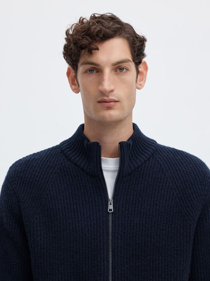 Selected Homme Cody Long Sleeve Knit Zip Jumper – Navy