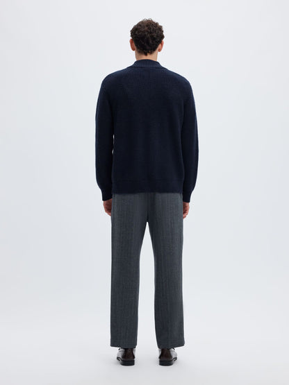 Selected Homme Cody Long Sleeve Knit Zip Jumper – Navy