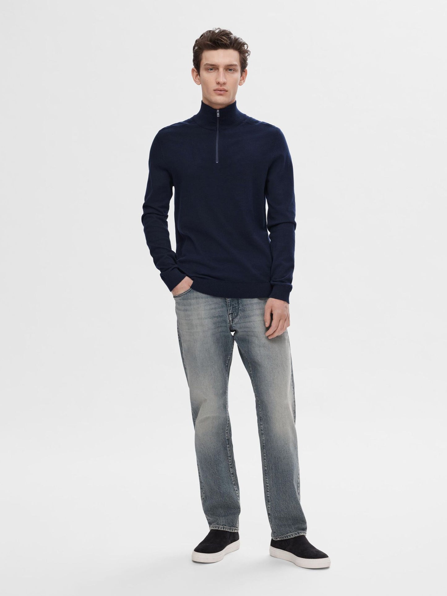 SELECTED HOMME Half Zip Jumper NAVY