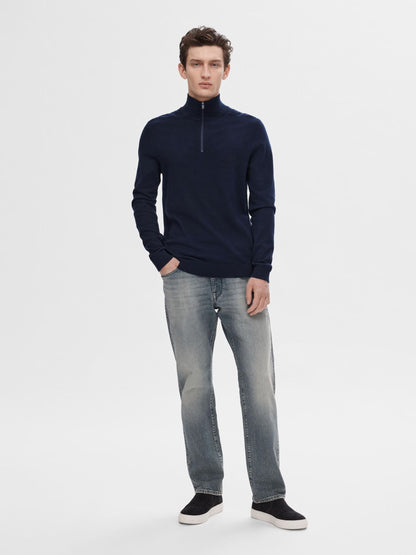 SELECTED HOMME Half Zip Jumper NAVY
