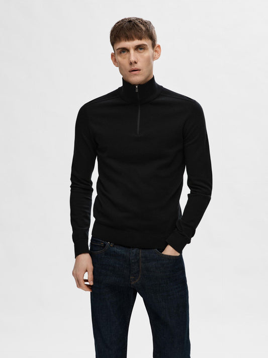 SELECTED HOMME Half Zip Jumper BLACK