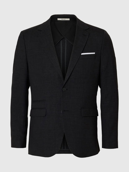 SELECTED HOMME Linen Suit Jacket Blazer BLACK