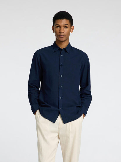 SELECTED HOMME Long Sleeve Linen Shirt NAVY