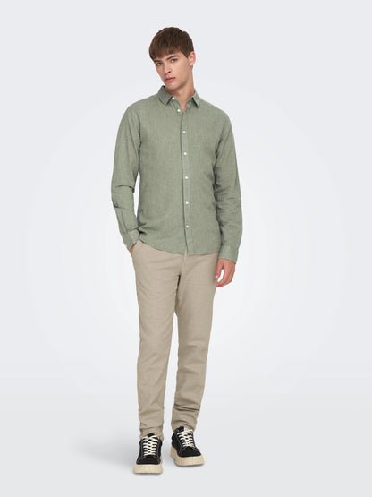 Only and Sons Linen Shirt Green