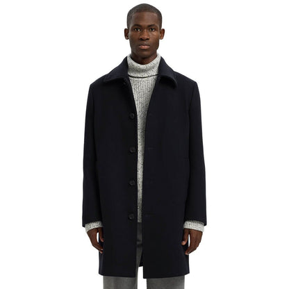 SELECTED HOMME ARCHIVE WOOL BLEND CAR COAT NAVY