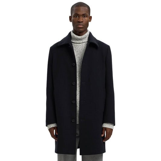 SELECTED HOMME ARCHIVE WOOL BLEND CAR COAT NAVY