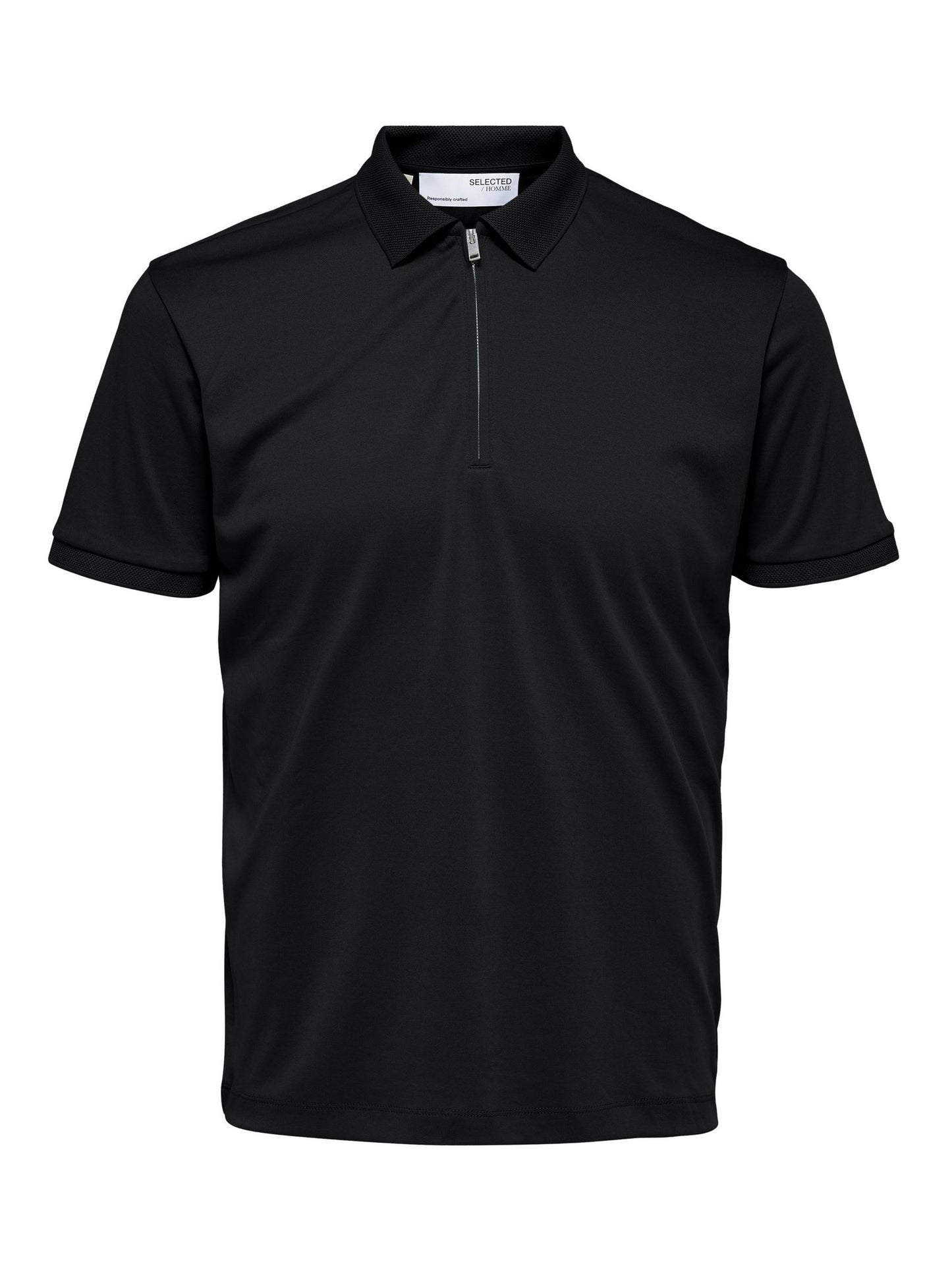 SELECTED HOMME Zip Polo Black