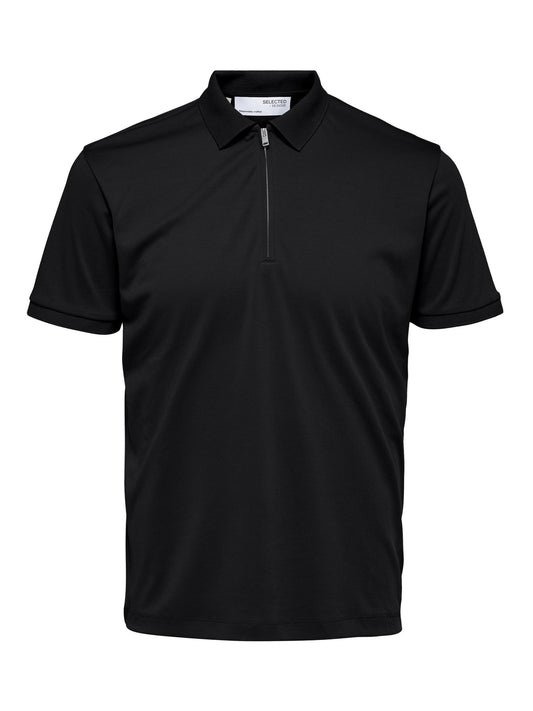 SELECTED HOMME Zip Polo Black