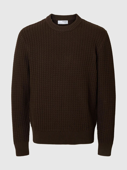 Selected structure knit crew neck