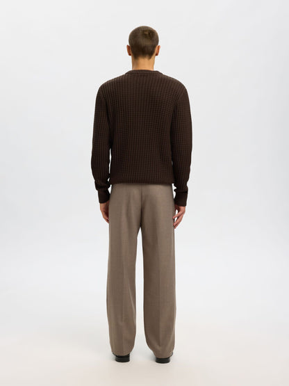 Selected structure knit crew neck