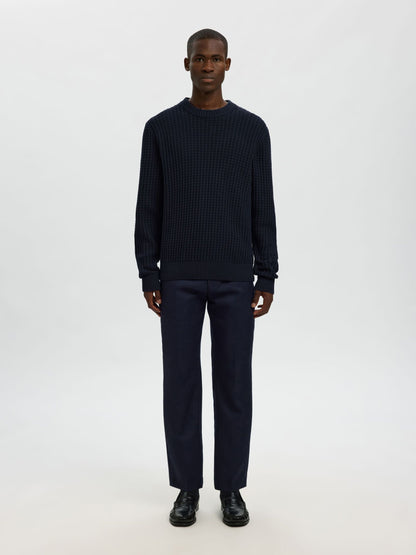 Selected structure knit crew neck